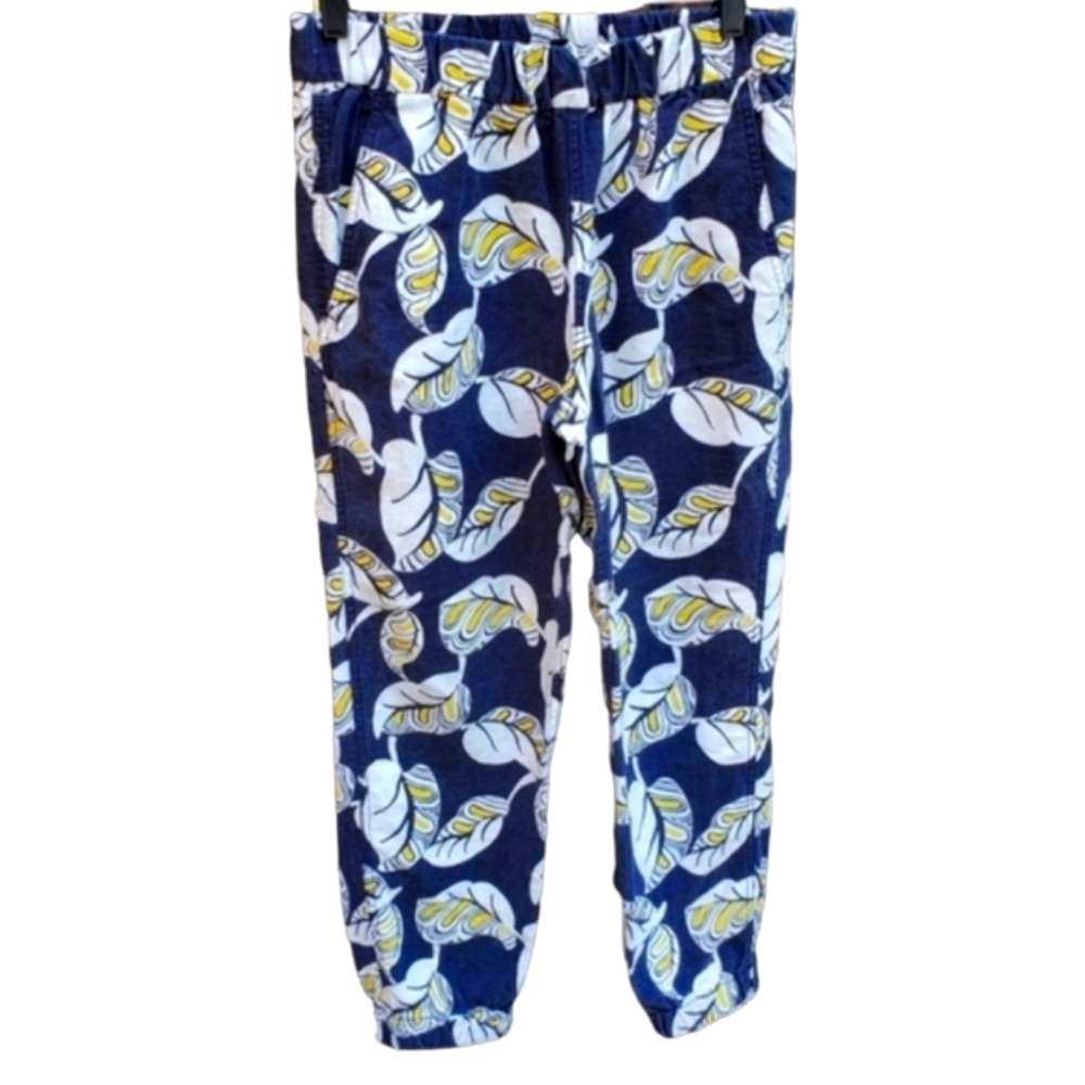 J. CREW Seaside Tropical Frond Jogger Pants 2 Small Navy Linen Blend Joggers - Picture 3 of 7